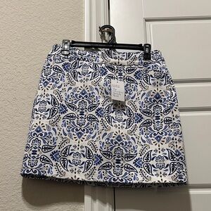 Croft & Barrow Blue and White Patterned Mini Skirt